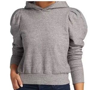 New AG Jeans Puff Sleeve Hoodie in Heather Grey - Small